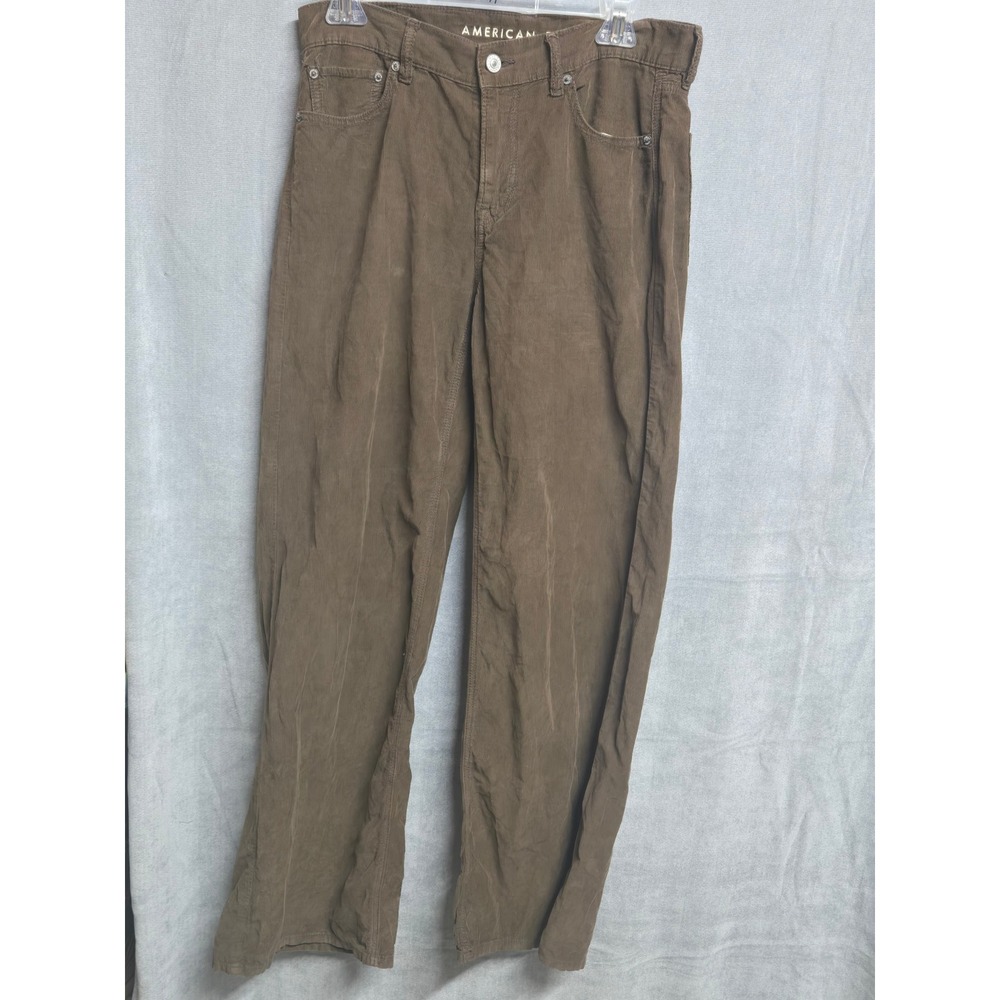 American Eagle Brown Corduroy Pants Womens Size 4 Regular Straight Leg Cotton